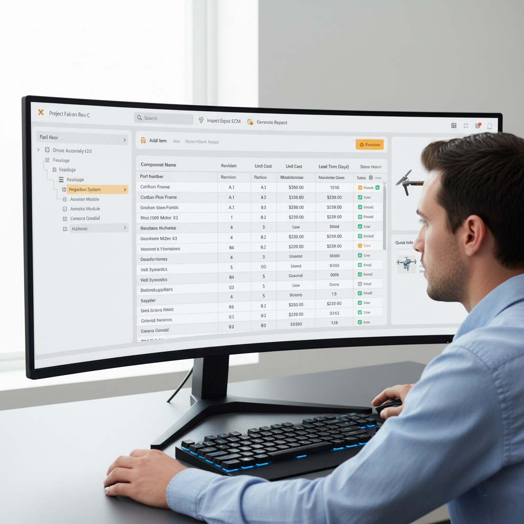 CAD material linking interface showing streamlined design workflow